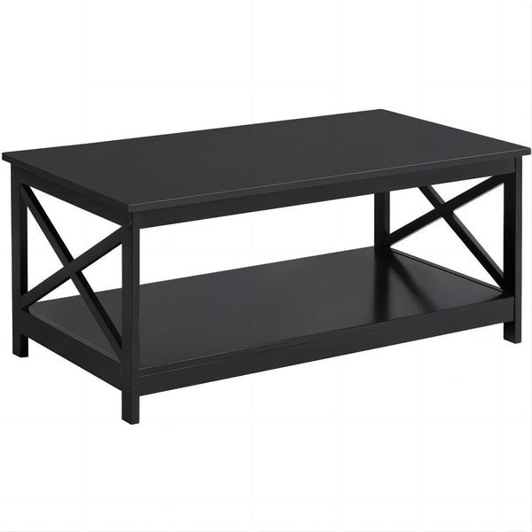 BNOIN Coffee Table End Table with Storage Shelf,Black - Black - Wood