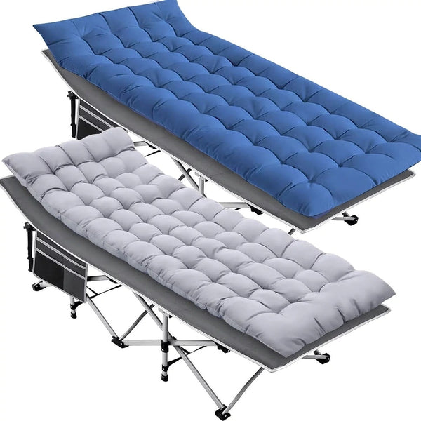 BNOIN Folding Camping Cots with Removable Cotton Mattress (2 in a set), 600 lbs