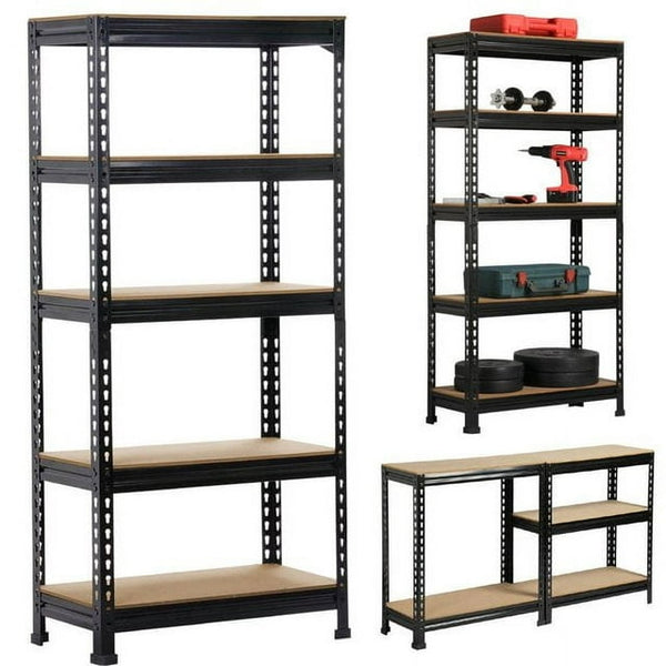 BNOIN 27.6inch Wx12inch Dx59inch H 5-Tier Shelves , Black