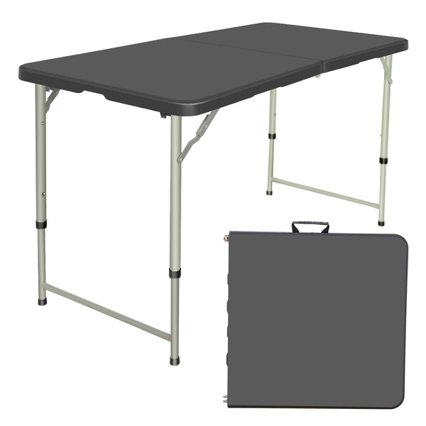 BNOIN 4 Foot Folding Table Black Indoor Outdoor Folding Card Table