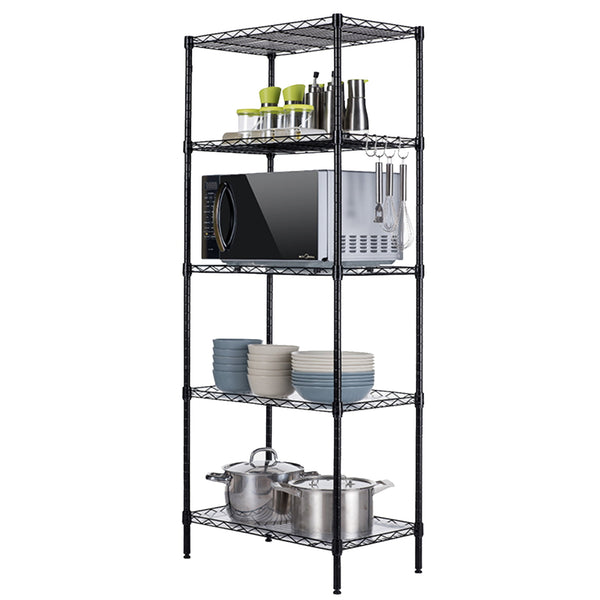 BNOIN 5 Tier Wire Shelf Unit, 21.7inch  x 11.8inch  x 59.1inch , 750 lb Capacity, Black