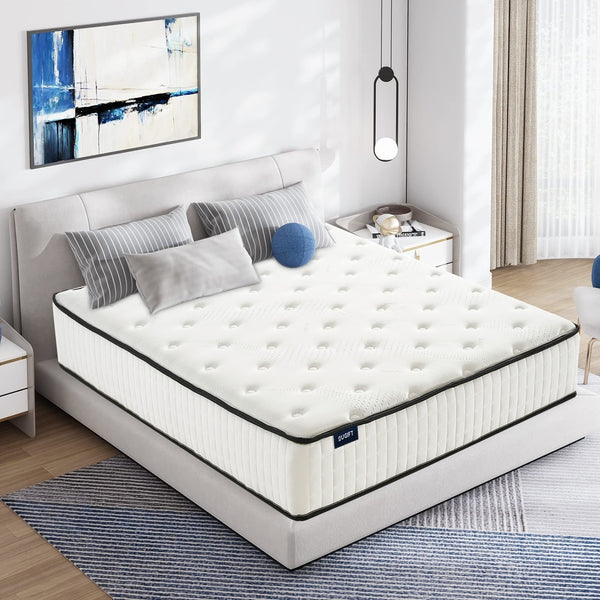 BNOIN 8inch  Hybrid Mattress - Comfort Foam and Pocket Spring, Queen