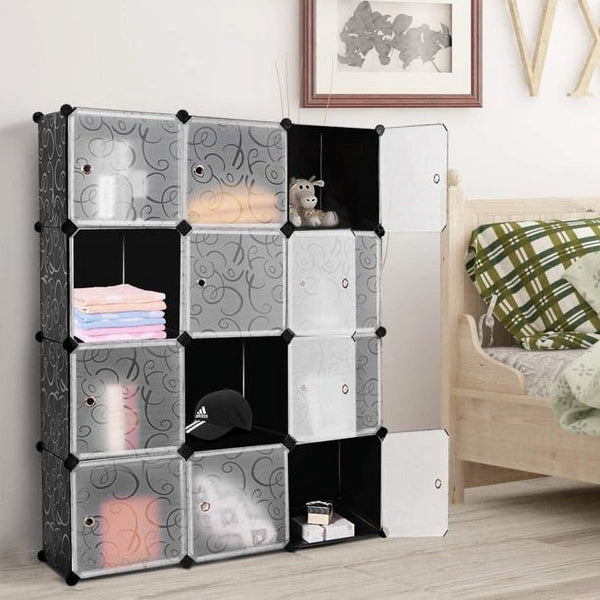 BNOIN Cube Storage 12-Cube Bookshelf Closet Organizer Storage Shelves Shelf Cubes Organizer DIY Square Closet Cabinet Shelves, Black